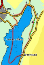 Map for walk around Coniston Water