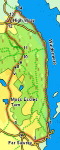 Map for walk on western shore of Windermere